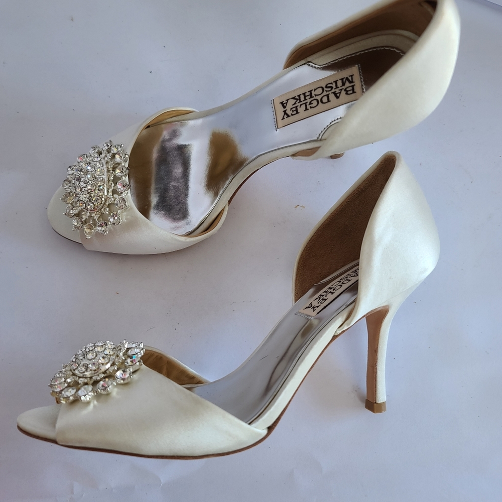 Badgley Mischka brooch wedding salsa shoes pumps